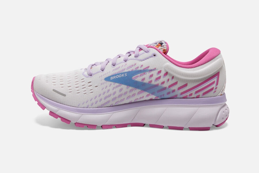 Brooks Ghost 13 Road Running Shoes - Womens - White/Pink/Blue - HC2390658